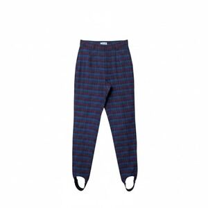 Skoozi Vintage Plaid Stirrup Pants Blue Purple High Waist Tapered Leg 13T USA